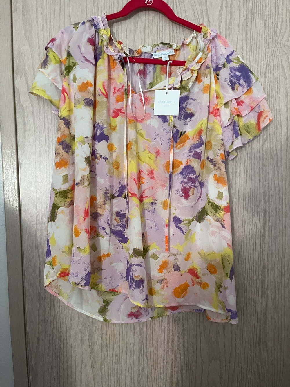 Cynthia Rowley Floral Ruffle-Sleeve Blouse in Multi Floral